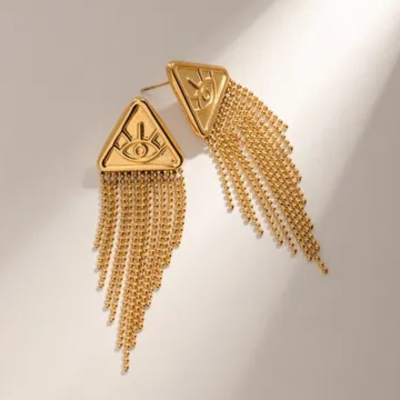 18K Gold-Plated Stainless Steel Geometric Earrings - Picture 1 of 4